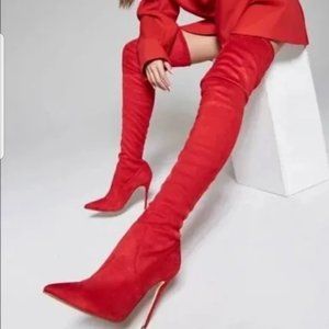 NWT Steve Madden Dominique Boots Red Thigh high Over the knee 6.5